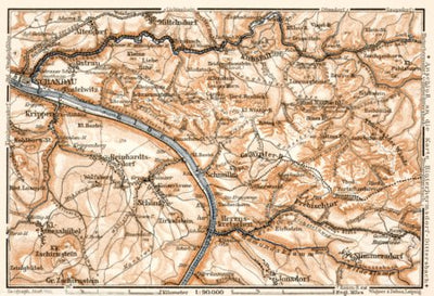 Sächsische Schweiz (Saxonian Switzerland) map from Schandau to Herruskrteschen, 1911