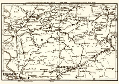 Rhine Provence and Westfalia map, 1887
