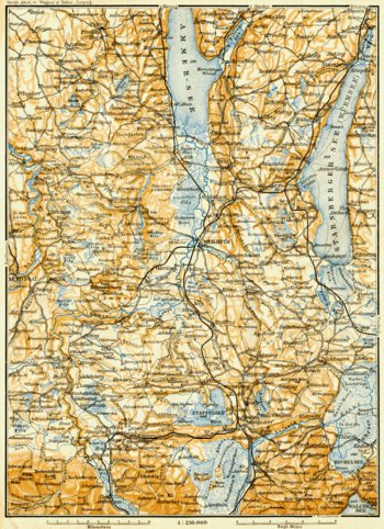 Starnberg Lake and Ammer Lake map, 1906