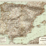 Spain and Portugal. General map, 1899