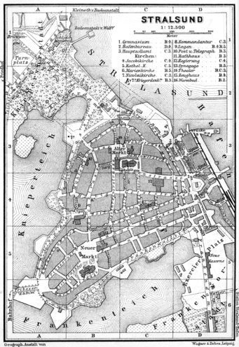 Stralsund city map, 1887
