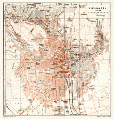 Wiesbaden city map, 1906