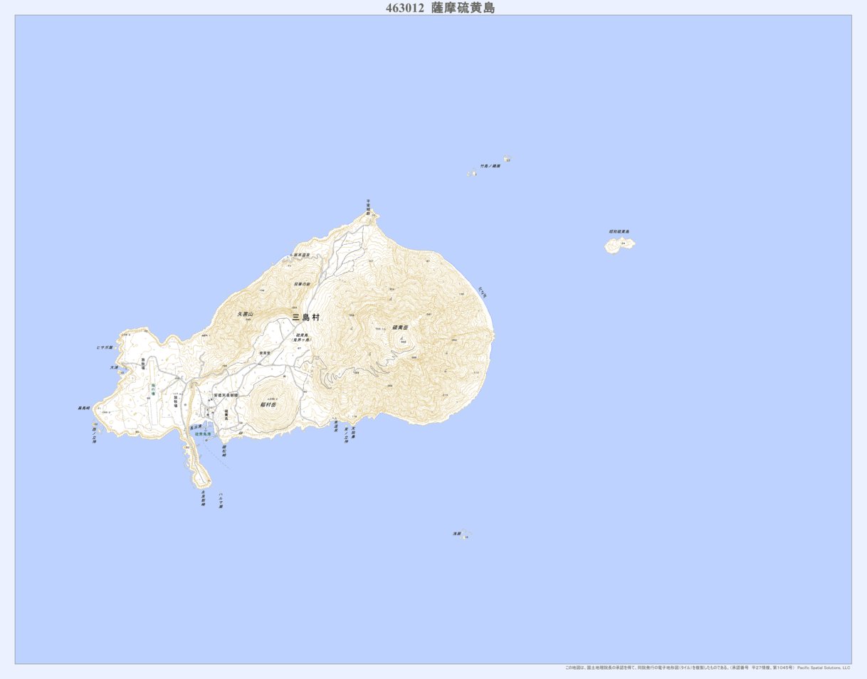 463012 薩摩硫黄島（さつまいおうじま Satsumaiojima）, 地形図 Map by