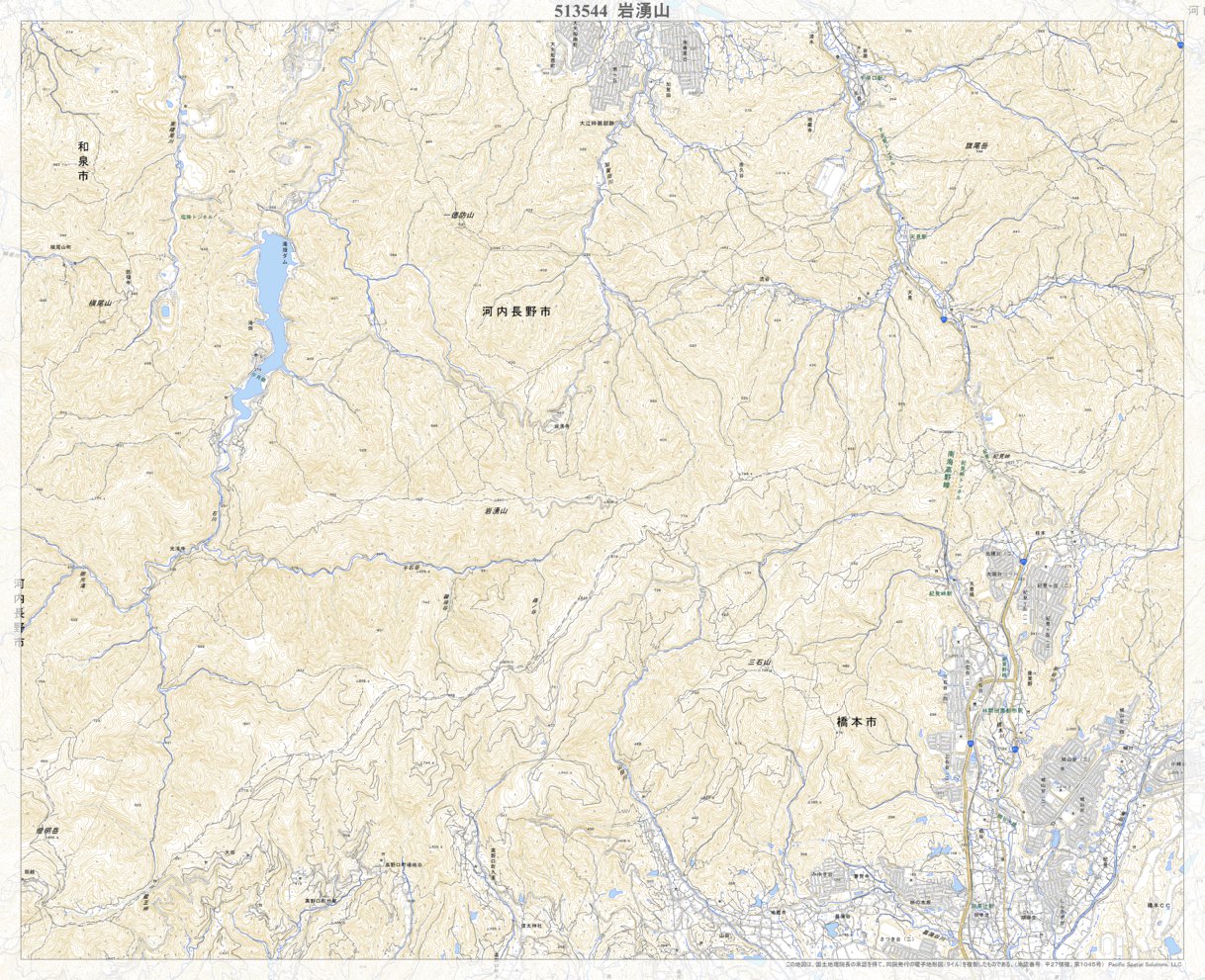 513544 岩湧山（いわわきざん Iwawakizan）, 地形図 Map by Pacific 