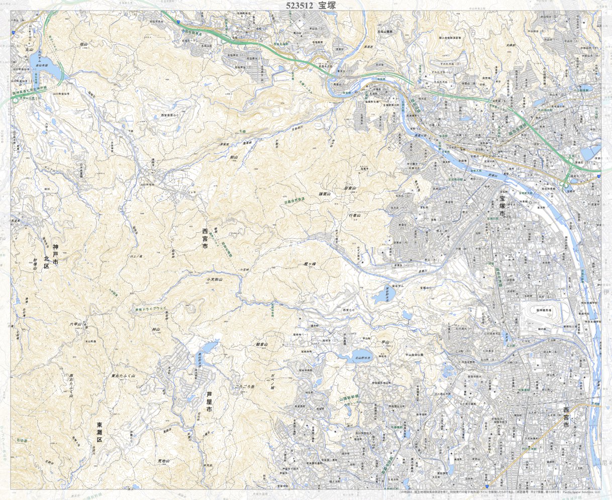 523512 宝塚（たからづか Takarazuka）, 地形図 Map by Pacific 