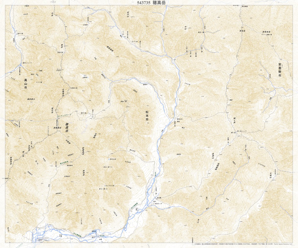 543735 穂高岳（ほたかだけ Hotakadake）, 地形図 Map by Pacific