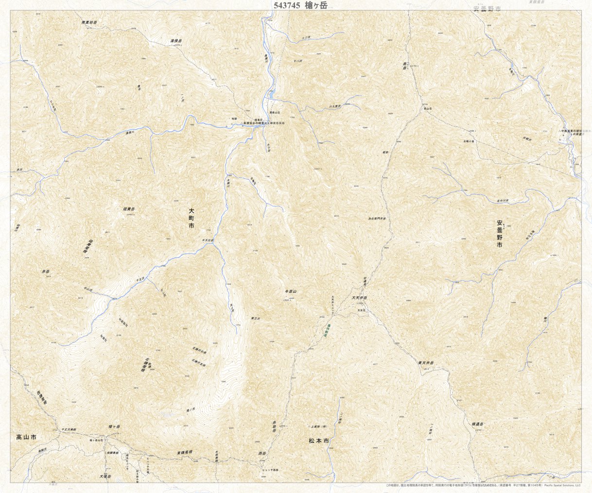 543745 槍ヶ岳（やりがたけ Yarigatake）, 地形図 Map by Pacific 