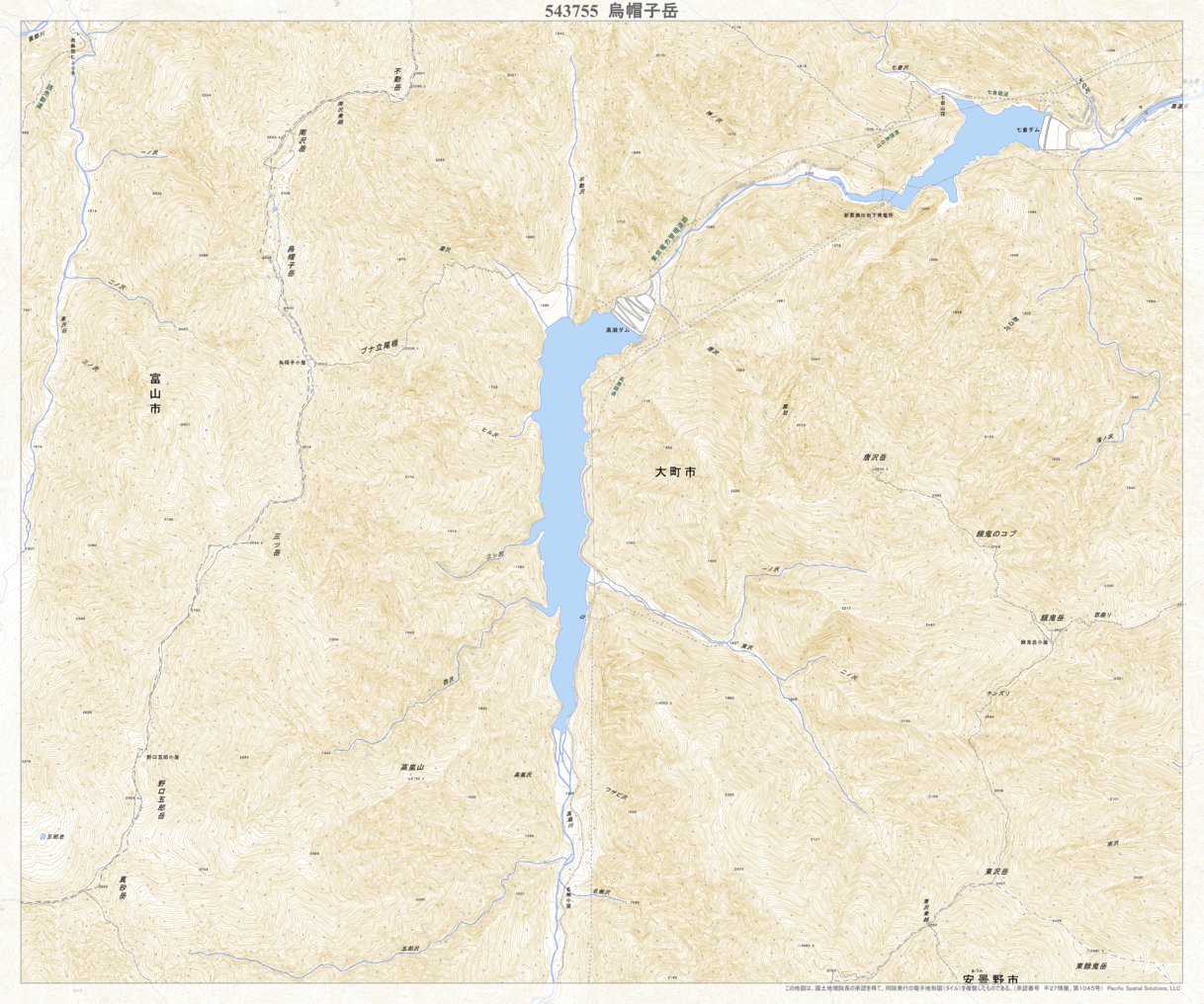 543755 烏帽子岳（えぼしだけ Eboshidake）, 地形図 Map by