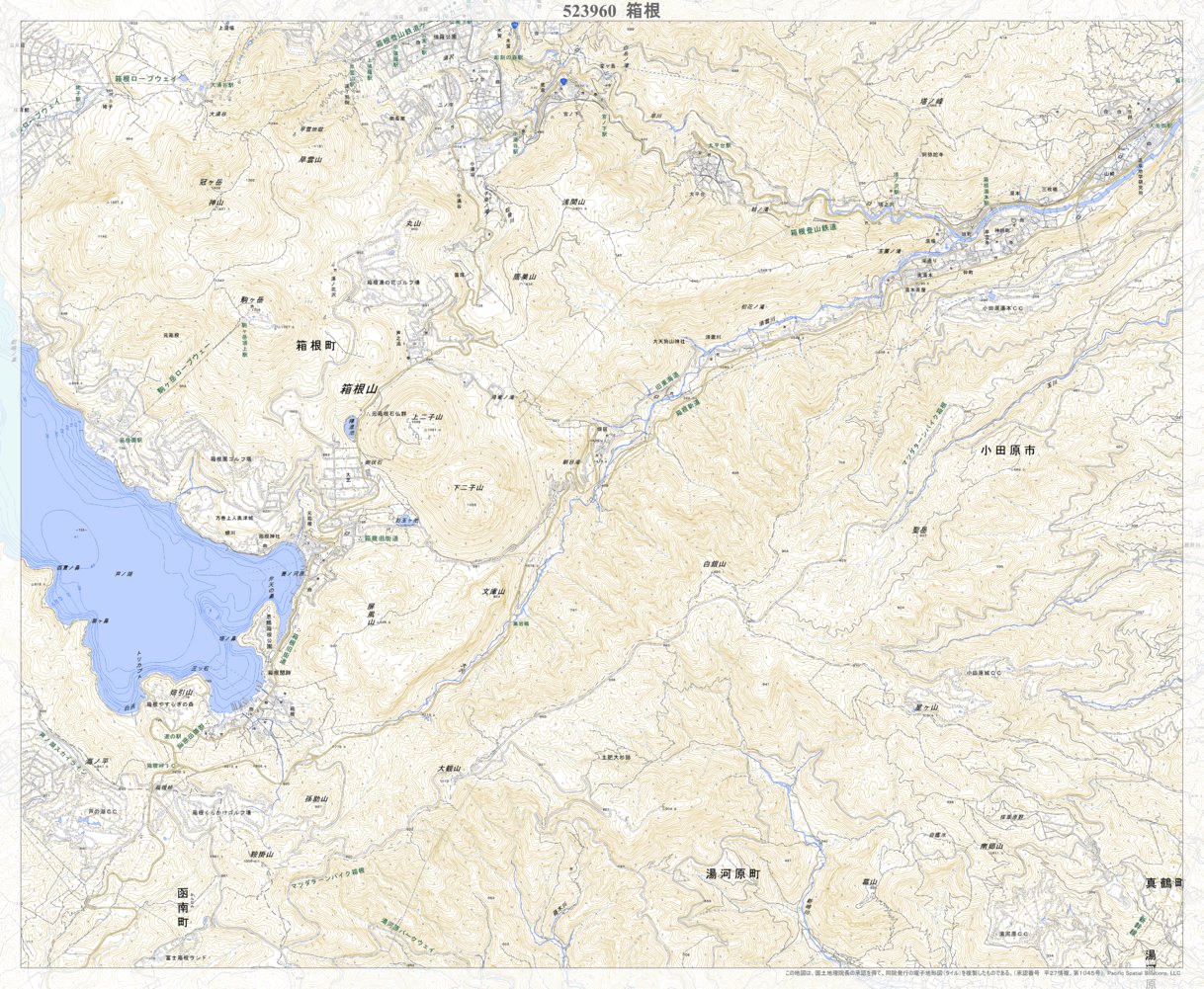 523960 箱根（はこね Hakone）, 地形図 Map by Pacific Spatial 