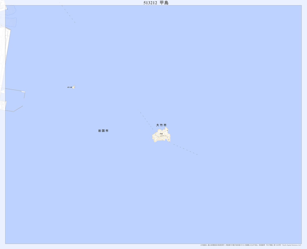513212 甲島 （かぶとじま Kabutojima）, 地形図 Map by Pacific