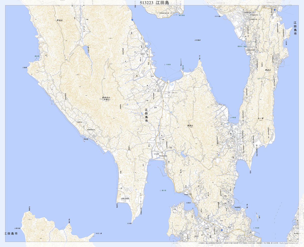 地図です 513223 江田島 （えたじま Etajima）, 地形図 Map by Pacific Spatial