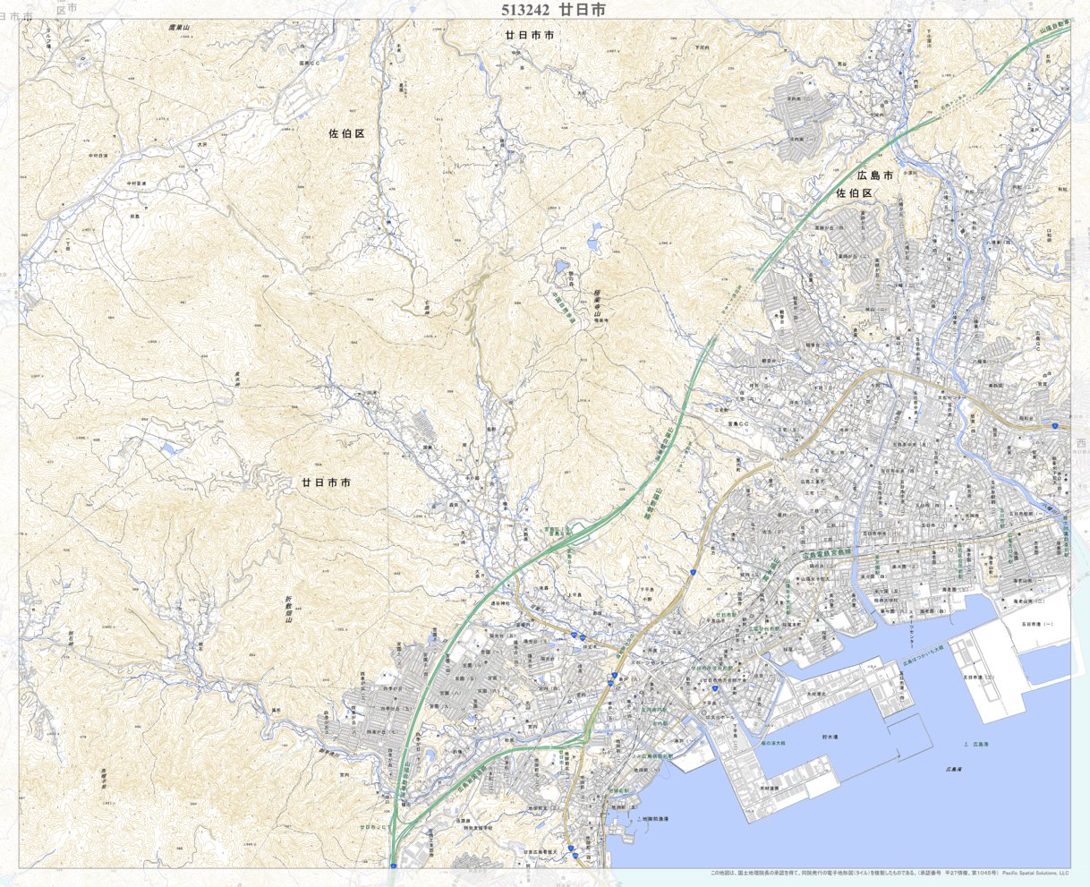 513242 廿日市 （はつかいち Hatsukaichi）, 地形図 Map by Pacific