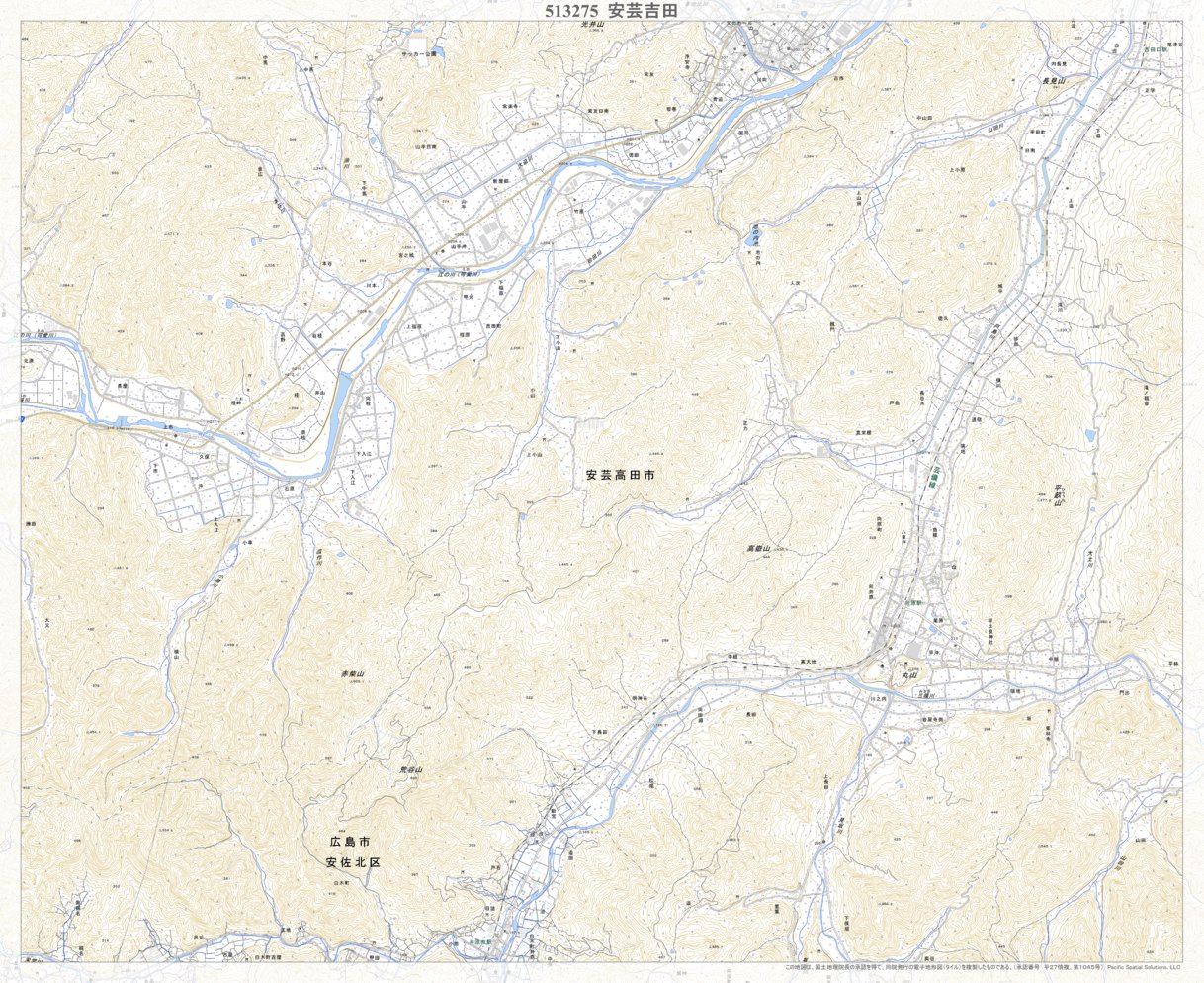 513275 安芸吉田 （あきよしだ Akiyoshida）, 地形図 Map by Pacific