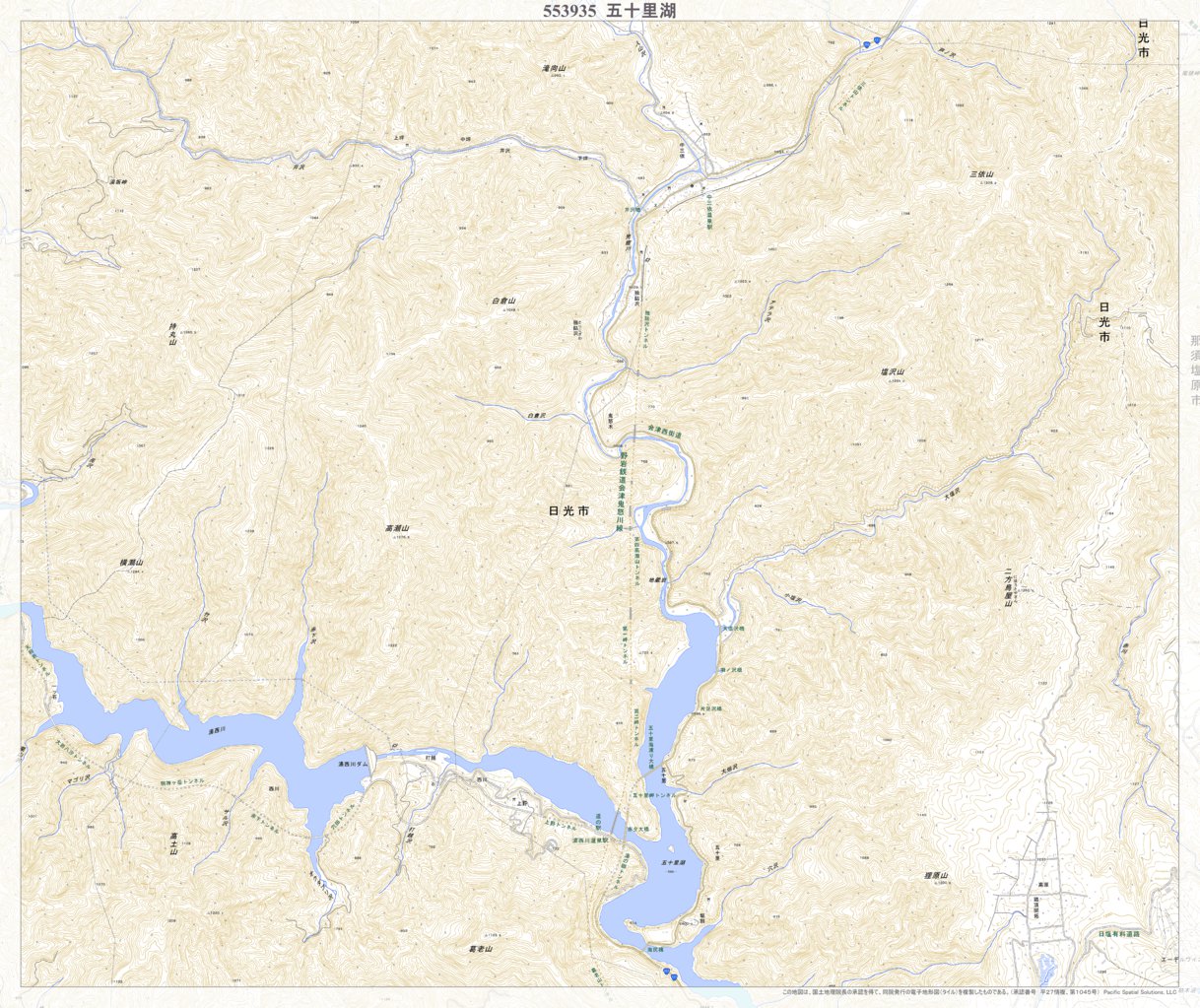 553935 五十里湖 （いかりこ Ikariko）, 地形図 Map by Pacific