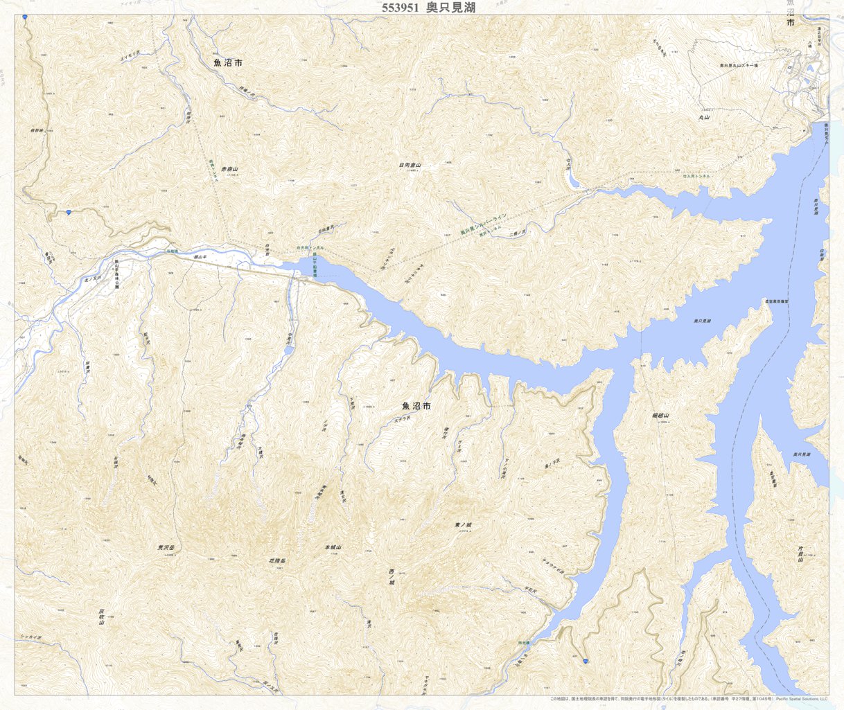 553951 奥只見湖 （おくただみこ Okutadamiko）, 地形図 Map by 
