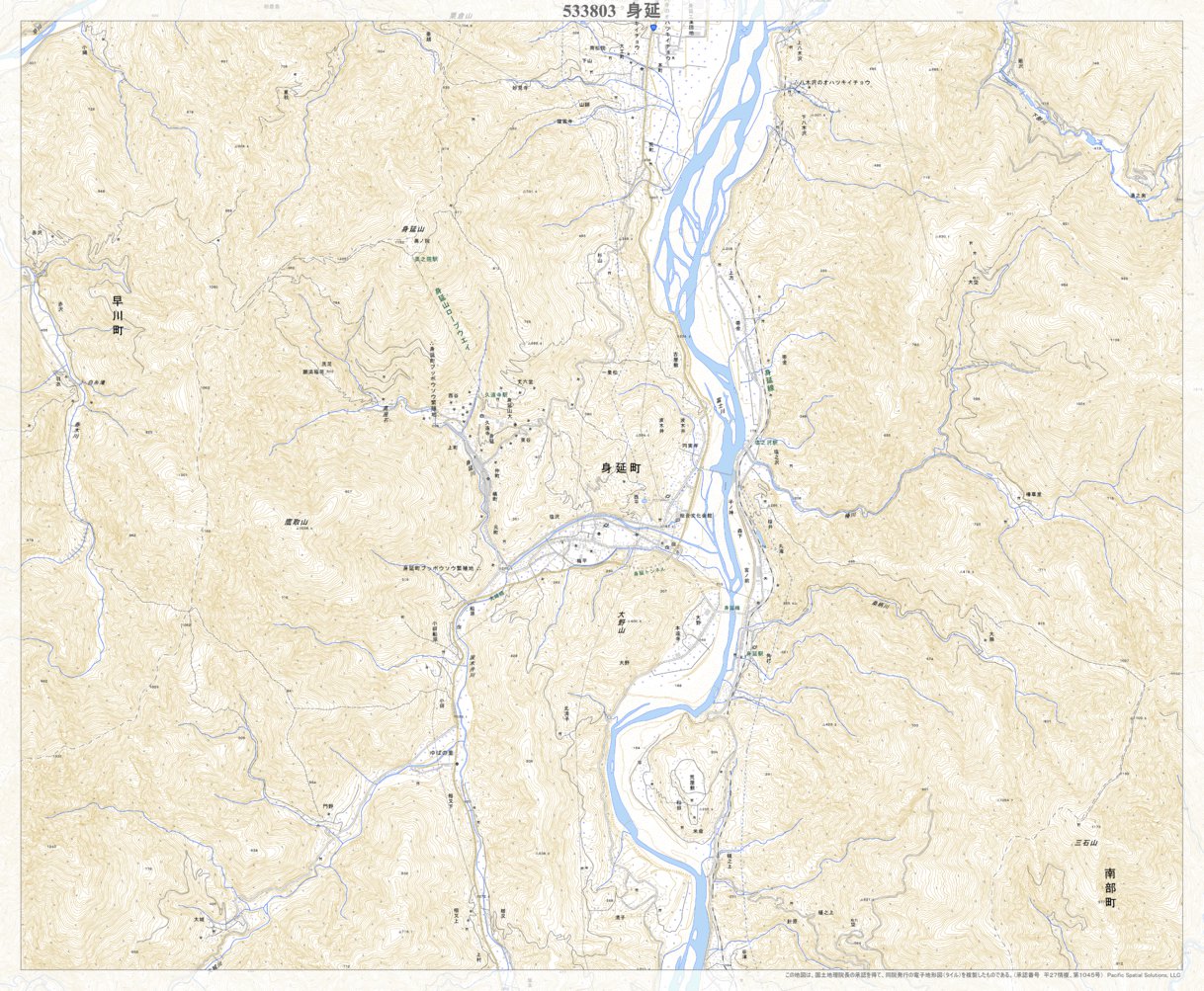 533803 身延 （みのぶ Minobu）, 地形図 Map by Pacific Spatial