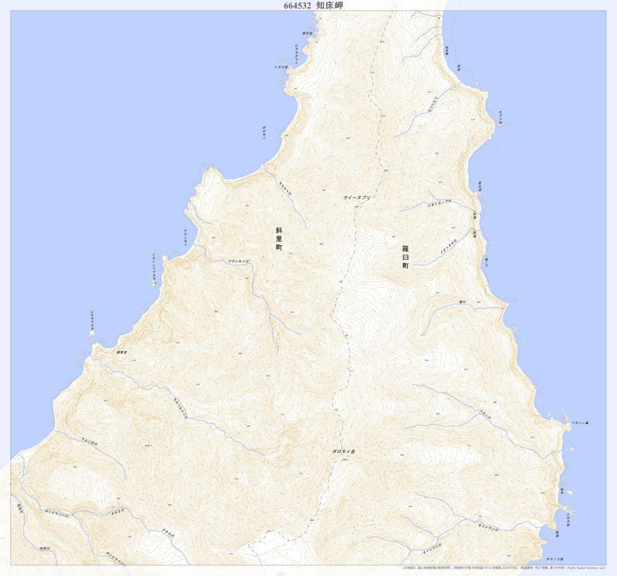 664532 知床岬 （しれとこみさき Shiretokomisaki）, 地形図 Map by