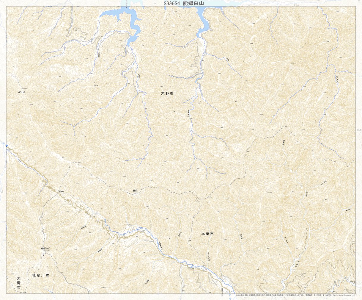 533654 能郷白山 （のうごうはくさん Nogohakusan）, 地形図 Map by