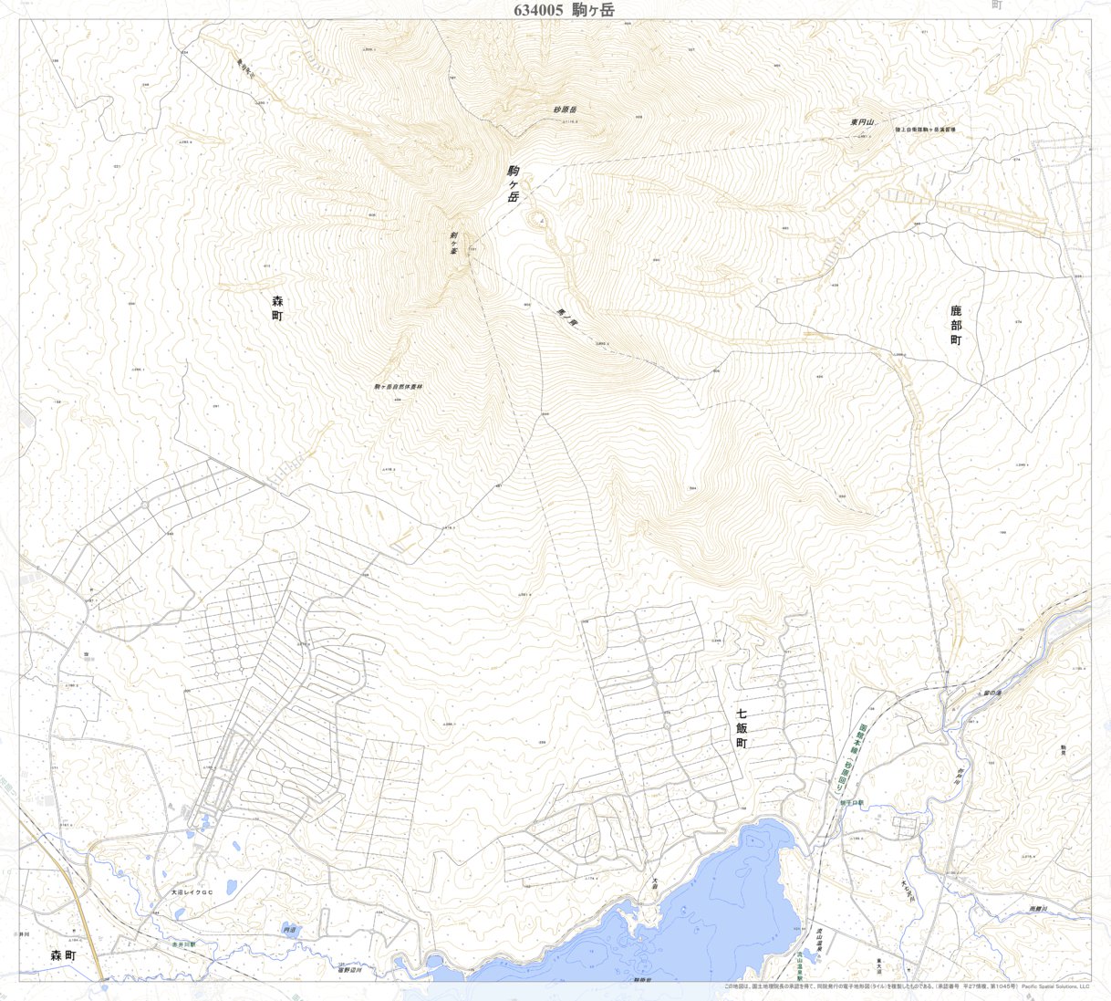 634005 駒ヶ岳 （こまがたけ Komagatake）, 地形図 Map by Pacific