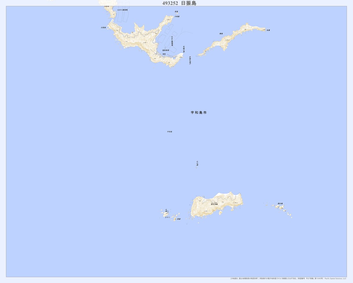 493252 日振島 （ひぶりしま Hiburishima）, 地形図 Map by Pacific