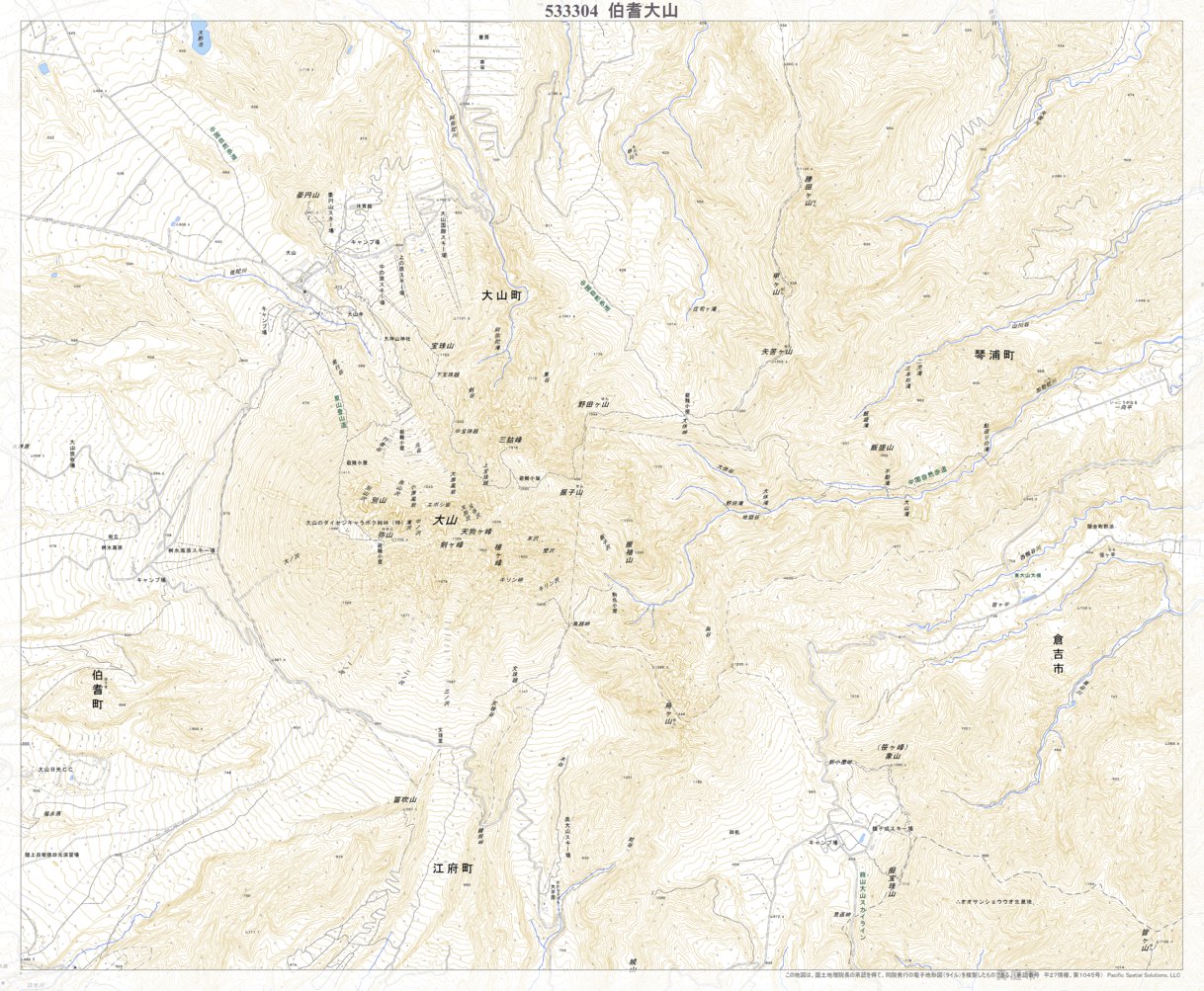 533304 伯耆大山 （ほうきだいせん Hokidaisen）, 地形図 Map by 