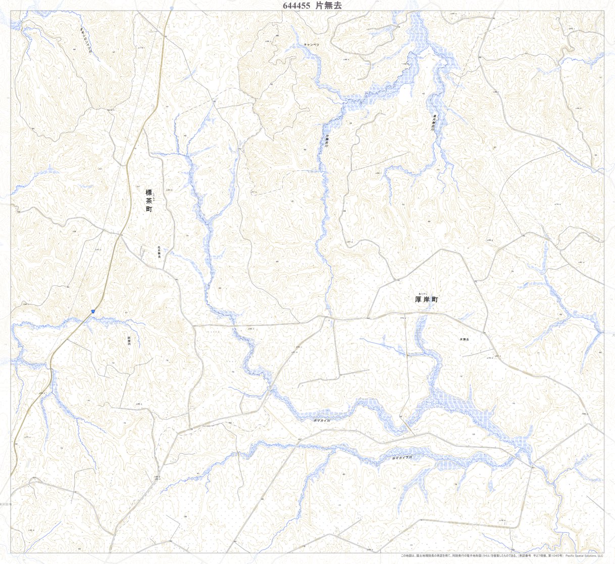 644455 片無去 （かたむさり Katamusari）, 地形図 Map by Pacific