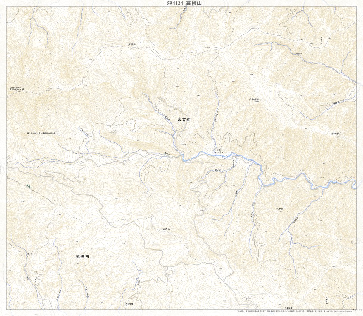 594124 高桧山 （たかびやま Takabiyama）, 地形図 Map by Pacific