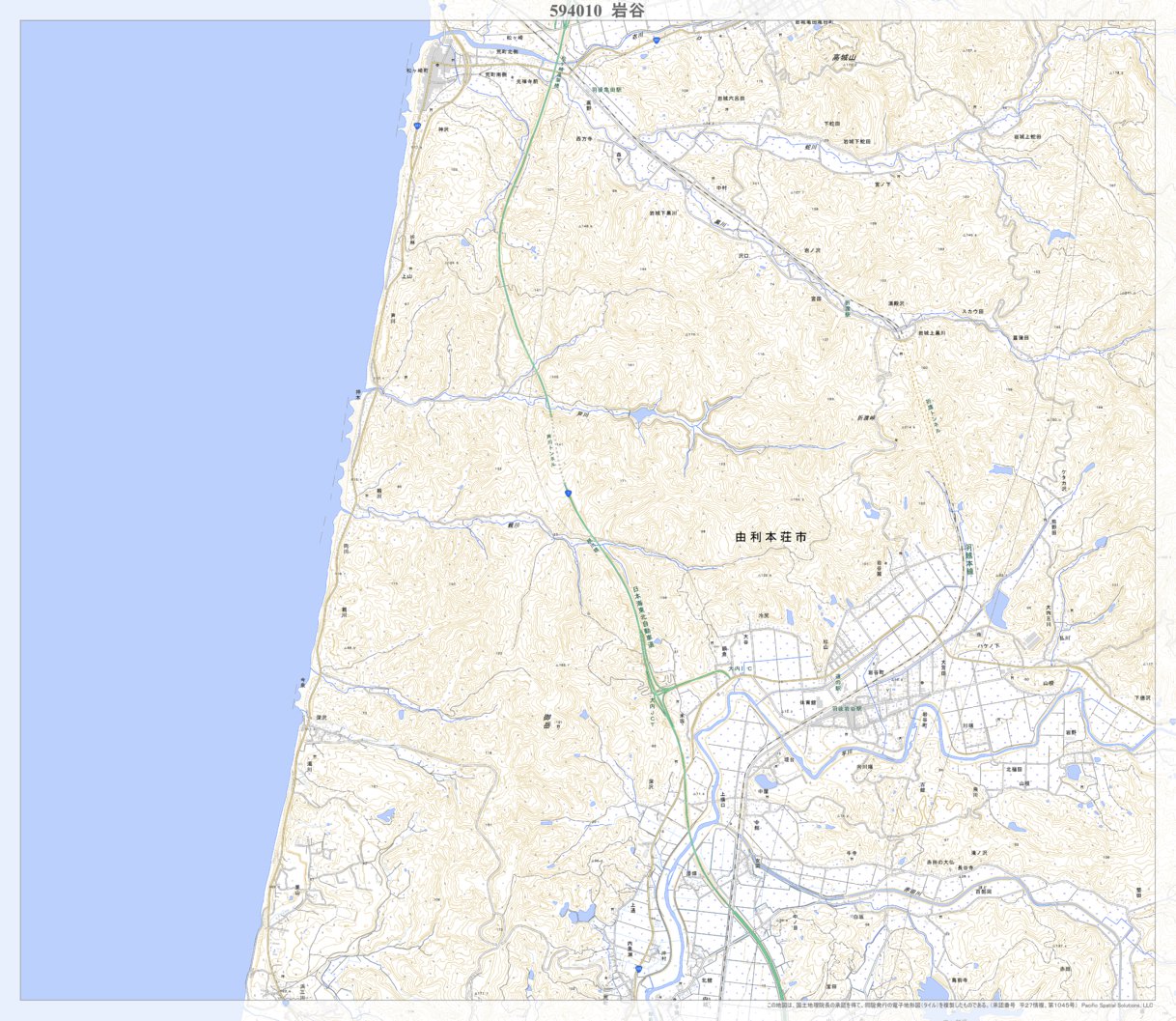 594010 岩谷 （いわや Iwaya）, 地形図 Map by Pacific Spatial