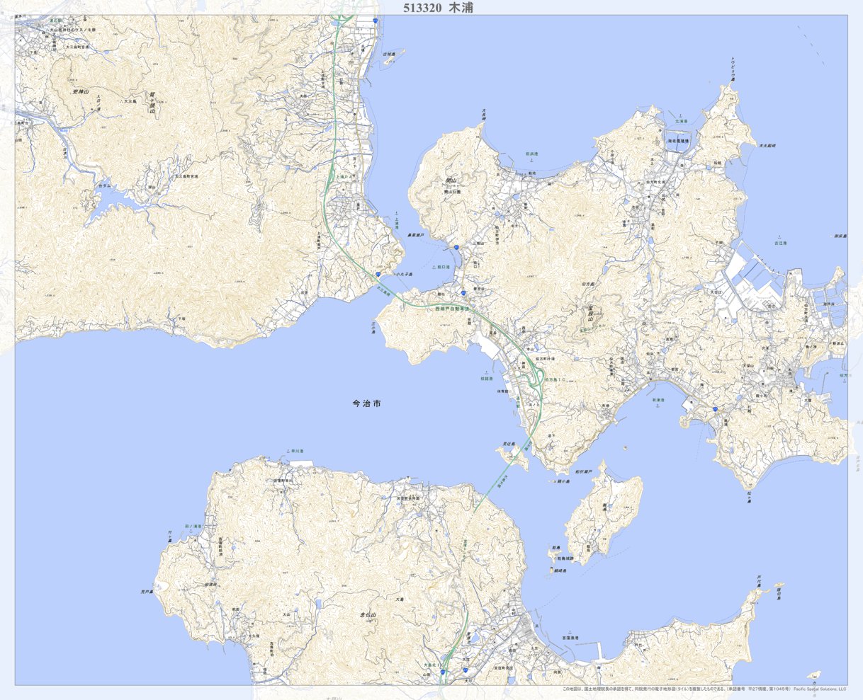 513320 木浦 （きのうら Kinora）, 地形図 Map by Pacific Spatial