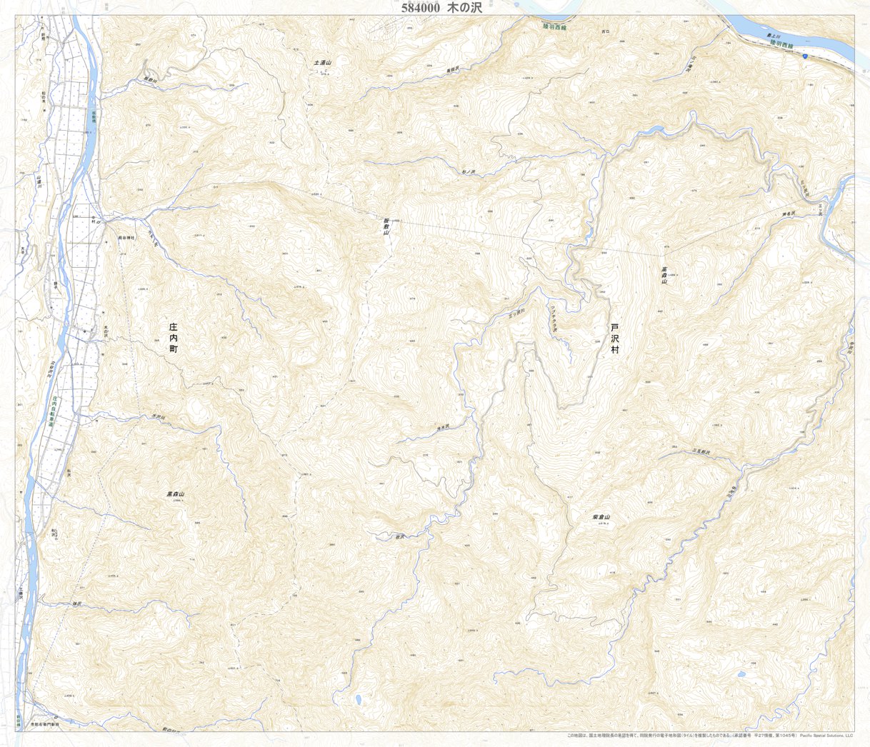 584000 木の沢 （きのさわ Kinosawa）, 地形図 Map by Pacific Spatial