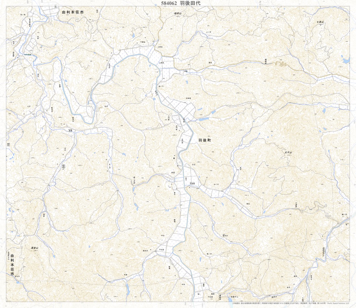 584062 羽後田代 （うごたしろ Ugotashiro）, 地形図 Map by Pacific