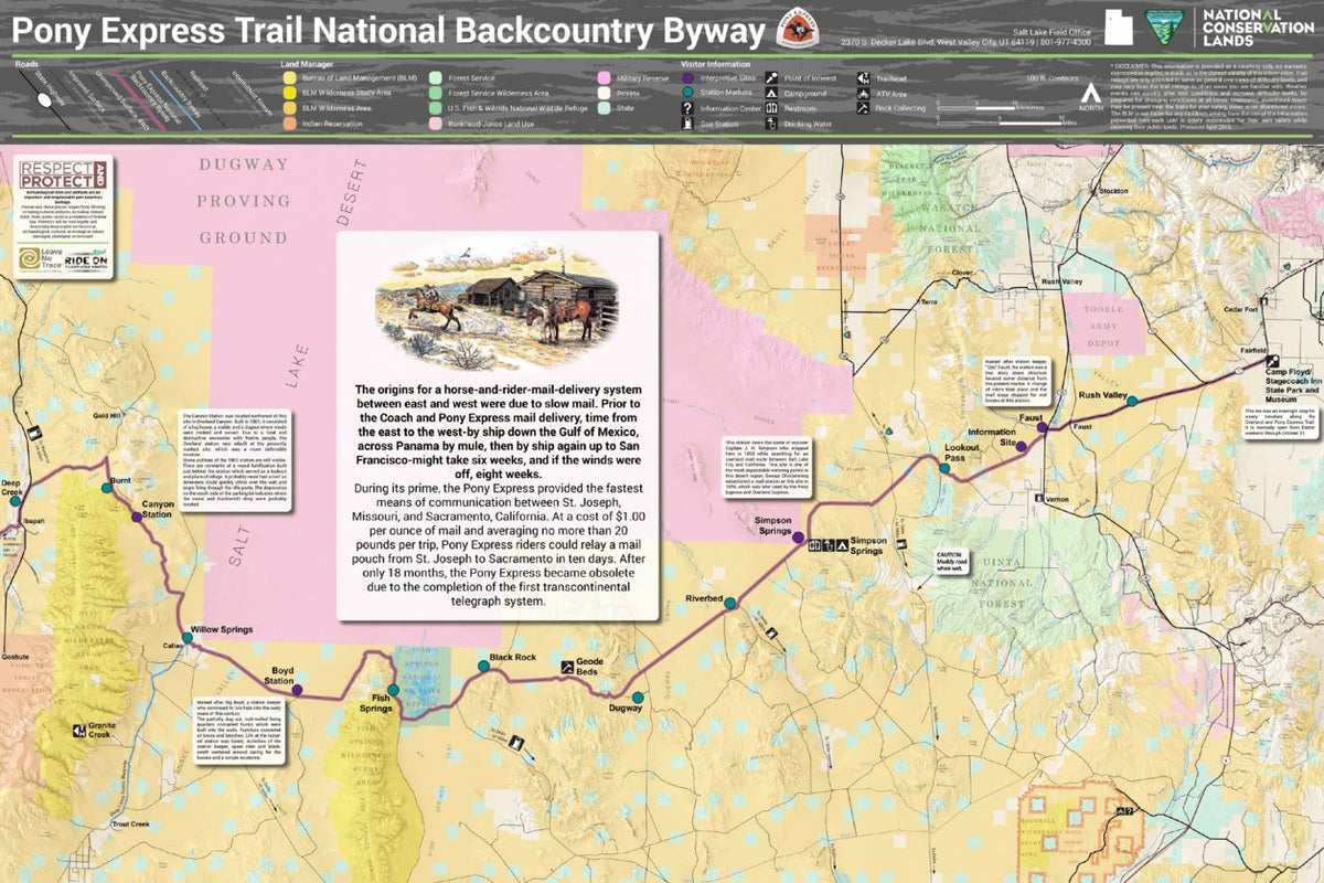 BLM Utah Pony Express National Backcountry Byway Map by Bureau of Land