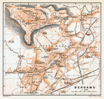 Bergamo city map, 1908