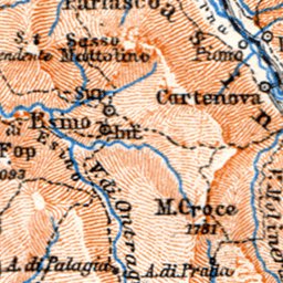 Map of Como and Lugano Lake environs, 1897 (first version)