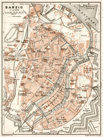 Danzig (Gdańsk) city map, 1911 (1:12,500 scale)
