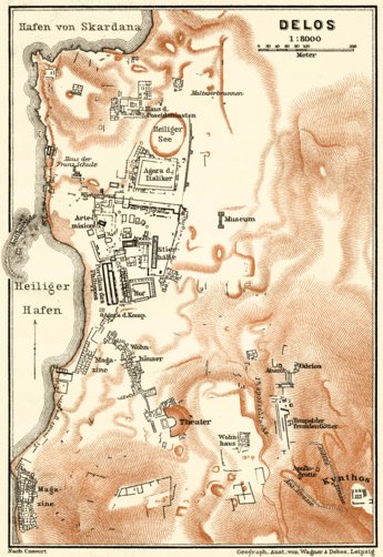 Delos (Δήλος), ancient site map
