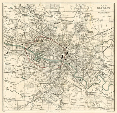 Glasgow city map, 1908