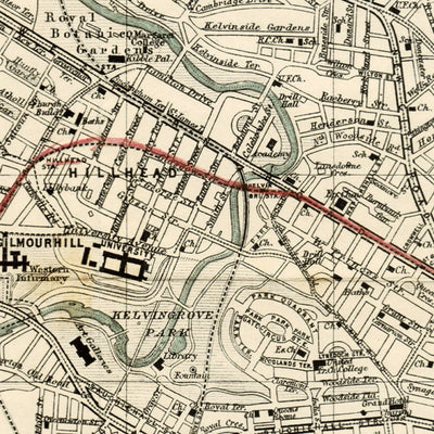 Glasgow city map, 1908