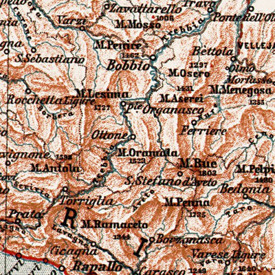 Alta Italia - North Italy map, 1908. Western part