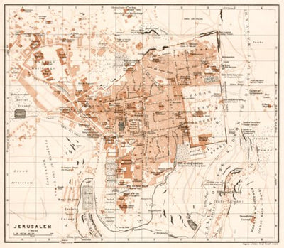 Jerusalem (יְרוּשָׁלַיִם) city map, 1911