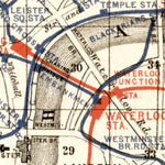 London, rail and tube network map, 1906