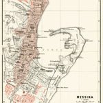 Messina city map, 1912. With display of districts suffered from earthquake on 21.12.1908