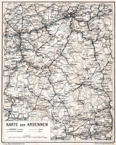 General map of the Ardennes, 1908