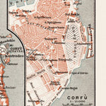 Corfu, town plan (along with the map of the Isle of Corfu), 1908