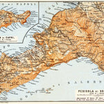 Sorrento Peninsula and Isle of Capri map, 1898