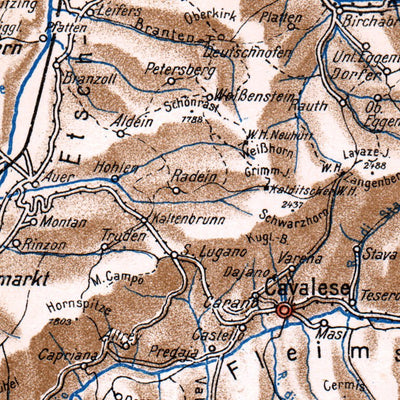 Dolomite Alps (Die Dolomiten). General map, 1911