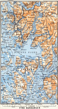 Lower Hardangs map, 1910