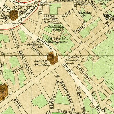 Hirschberg im Schlesien (Jelenia Góra) city map, 1912