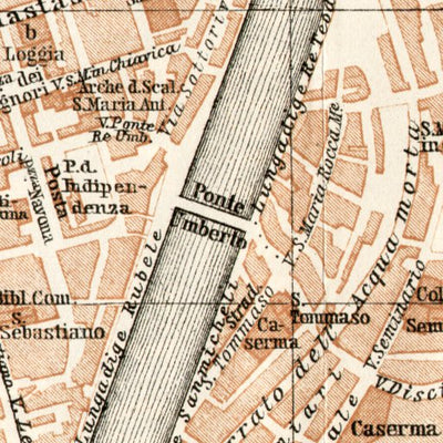Verona city map, 1908