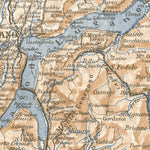 Italian Lakes. Como Lake, Lugano Lake and Lake Maggiore with their environs, region map, 1929